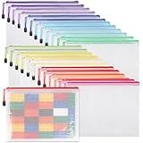 EOOUT 24pcs Mesh Zipper Pouch Bags A4 Document Bag, 13.5x9 Inches, Plastic Zip File Folders, Puzzles, Board Game Storage for Organizing Office Home