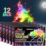 Fire Dazzle Fire Color Changing Packets for Fire Pit - 12 Pack Color Packets, Flame Changer for Fire Pit and Campfires - Camping Games Accessories for Kids and Adults
