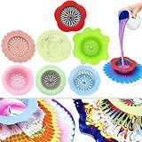11” Rotate Turnable Sculpting Canvas Spinner Kits Acrylic Pouring Strainers Scraper Cone Painter Support Stands Gloves Foldable Wash Cup Painting Brushes Glitter Tools Pattern Train Art Supplies-47 P