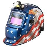 WALKEREN WR01A Welding Helmet Auto Darkening with LED Light True Color Solar Powered Welder Hood with Adjustable Shade Range 4/9-13 for Mig Tig Arc Welding Mask (Blue Eagle II)
