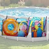 2 Pack Pool Float Storage Bag - Large and Small Mesh Hanging Pool Toy Organizers with Adjustable Straps, Universal Fence & Above Ground Poolside Storage for Inflatable Rafts, Noodles and Balls