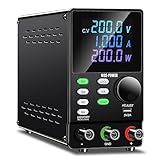 NICE-POWER DC Power Supply Variable, 200V 1A High Voltage Programmable Adjustable Regulated Lab Bench Power Supply with PC Software, Encoder Knob, Memory Storage, Output Switch, Lock Button