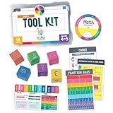 Carson Dellosa 30-Piece Be Clever Wherever Grades 4-5 Mathematics Tool Kit, Sticker Chart, Spin Wheel, Counting Cubes, and More Math Manipulatives Covering Multiplication and Fractions