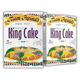 Mam Papaul's King Cake Mix with Praline Filling 2 Pack, Mardi Gras Baking Kits with Almond Glaze, Colored Sugars, Yeast, Knead Bag and Plastic Baby