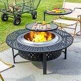 OutVue 47 Inch Smokeless Fire Pit with 2 Grills,Large Firepits for Outside