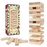 GOTHINK Tumble Tower Game for Kids and Adults, 54pcs Wooden Board Stacking Game for Family Games Night, Classical Wood Blocks Game, Standard Size