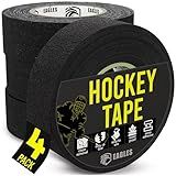 EAGLES 4 Pack Hockey Tape Black, White or Clear Multipurpose Durable Cloth or PVC Tape Roll - Strong Adhesive - Hokey Sports Gifts, Accessories, Equipment, Gear (4 Pack Black)