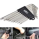 HOHXEN Set of 9 Torx Hex Key Wrench, Long Arm Tamper Proof Star Screwdriver Torque Repair Tool Set, L-Shape, T6 T7 T8 T9 T10 T15 T20 T25 T27
