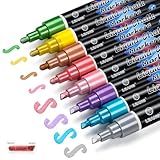 IJIANG Metallic Chalk Markers, 8 Colors, 6mm Reversible Bullet & Chisel Tip, Erasable for Chalkboard, Blackboard, Whiteboard, Glass