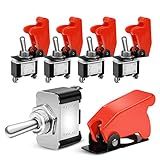 Nilight 90014E Heavy Duty Rocker Toggle Switch 12V 20A Red Cover SPST ON/Off 2Pin Car Truck Boat-5 Pack