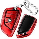 QBUC Key Fob Cover, Full Protective Case for X1/X3/X5/X6 and Series 1/2/5/7, Soft TPU Anti-dust Shell, Keyless Remote Control (Red)