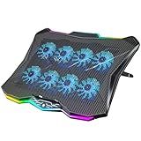 AICHESON Gaming Laptop Cooling Pad with 8 Fans, RGB Computer Stand for 15.6-17.3 Inch Notebook with 7 Height Slots, 2 USB Ports, AA3