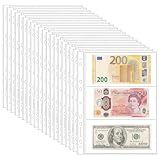 20 Sheets Currency Pages for Paper Money Collection - 3 Pockets Currency Sleeves/Currency Holder Collecting Album Pages for Paper Money Bill Banknote Coupon IN02020