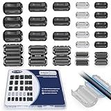 JoTownCand 24Pcs Professional Ferrite Beads, Snap-On Ferrite Choke Core Kit for USB/Audio/Power Cable Noise Reduction | EMI RFI Filter (3.5-13mm)