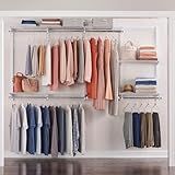 Rubbermaid Configurations Custom Closet Kit 4-8 Ft. Adjustable Metal Wire Shelving White Finish Expandable Organization System Hardware Included for Home Closet/Pantry/Laundry/Mudroom