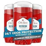 Old Spice Aluminum Free Deodorant For Men, High Endurance, 24/7 Sweat Defense & Odor Protection, 24/7 Freshness & Lasting Scent, Refresh Scent, 3.0 oz (Pack of 3)