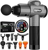 TOLOCO Massage Gun, Deep Tissue Back Massage for Athletes for Pain Relief, Percussion Massager with 10 Massages Heads & Silent Brushless Motor, Carbon
