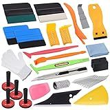 Pro Vinyl Wraps Applicator Tool Kit Window Tint Film Car Wrapping Tools Includes Felt Squeegees, Plastic Scraper, Wrap Knife and Blades, Magnetic Holders, Cleaning Cloth, Gloves and Finger Sleeve