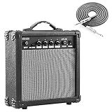 CXLWZ Electric Guitar Amp 20 Watt Amplifier Portable Amp with Headphone Input Gain Powe Including Professional Noise Reduction Cable (Black)