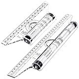 Frienda 2 Pieces Plastic Measuring Rolling Ruler Drawing Parallel Multifunctional Drafting Ruler for Architect Office Math(6 Inch, 12 Inch)
