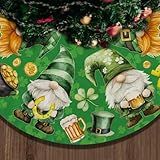 Wazzio St. Patrick's Day Tree Skirt, Ideal St. Patrick's Day Decorations, Gnome Tree Skirt Gifts for St. Patrick's Day Party Holiday Decorations Occasion, 36 Inch
