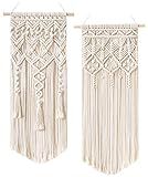 Mkono 2 Pcs Macrame Woven Wall Hanging Boho Chic Geometric Art Decor - Beautiful Bedroom Nursery Apartment Home Decoration, Gift for Girls Adults Birthday Christmas, 28" L x 13" W