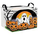 ASKETAM Large Halloween Basket Gift Cute Ghost Pumpkin Parties Decor Kid Trick or Treat Basket for Boys and Girls Rectangular Storage Bin Box (Great Ghost)