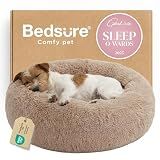 Bedsure Calming Small Medium Dog Bed Donut Washable Puppy Bed,27ins Camel