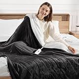 Heated Throw Heating Blanket 50''X60'' - Electric Throw Soft Plush Sherpa with 5 Heating Level & 4 Hour Auto Off, ETL Certified & Overheat Protection, Warm Gifts for Grandma(Charcoal Grey)