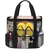 wanchel Mesh Beach Bags for Women - Plus Waterproof Sandproof Tote Bag with 8 Pockets and 1 inner Zipper Closure Pockets