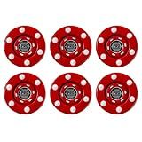 Franklin Sports NHL Street Roller Hockey Pucks - (6) Pro Commander Outdoor Roller Hockey Pucks for Practice + Training - Outdoor Hockey Street Pucks with Rollers - Perfect Outdoor Hockey Puck - Red