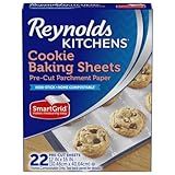 Reynolds Kitchens Cookie Baking Sheets, Pre-Cut Baking Parchment Paper Sheets for Cookies, Oven-Safe up to 425 Degrees, Reusable Up to 3X, No-Mess Cleanup, 12 in x 16 in, 22 Count