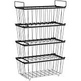 iSPECLE Freezer Organizer Bins - 4 Pack Small Stackable Deep, Bins for 7 Cu.Ft, Easy Get Bottom Foods without Digging, Chest Freezer Organizer Prevent Frozen Food Waste, Black