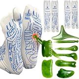Reflexology Socks with Tools Set, Acupressure Pressure Point Socks, Foot Relief and Acupuncture with Trigger Point Massage Reflexology Chart Socks and Tool for Men and Women