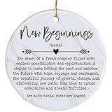 New Beginnings 2025 Ornament – Inspirational Ceramic Ornament Gift for Graduation, New Job, New Life, New Home, Housewarming, New Year, Retirement Gifts, Holiday Christmas Tree Decoration