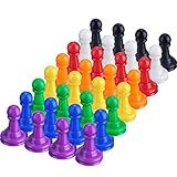 Shappy 32 Pieces Multicolor Plastic Pawn Chess Pieces for Board Games Pawns Tabletop Markers 1 Inch