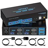 HDMI KVM Switch 2 Monitors 2 Computers 4K@60Hz USB 3.0 Dual Monitor KVM Switch 2 Ports for 2 PC Share 2 Screens and 4 USB Devices for Keybord Mouse Printer with Desktop Controller