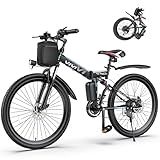 Vivi Electric Bike for Adults 1000W Peak Folding Electric Mountain Bike 26'' Commuter Ebike 22MPH Adult Electric Bicycles with Removable Battery, Up to 50 Miles, LCD Display, Dual Shock Absorber