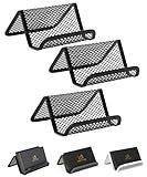 Mr. Pen- Metal Mesh Business Card Holders, 3 Pack, Black, Durable Stainless Steel Card Stand for Desk, Office, and Business Use, Straight, Flat and Smooth Design