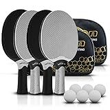 Senston Table Tennis Rackets Set,Professional Ping Pong Paddle Set for 4 Players, Composite Rubber Table Tennis Paddles, Indoor or Outdoor Games.
