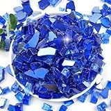 YISZM Fire Glass for Propane Fire Pit, 1/2 Inch High Reflective Fireplace Glass Rocks for Fire Pit Table, Fire Pit Glass Rocks for Outdoor Fire Table and Landscaping, 5 lbs, Cobalt Blue