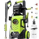 2025Upgraded Pressure Washer 5000PSI with Adjustable Touch Screen 8 Level, 34" Tall, 4 Quick Connect Nozzles,Inlet Hose&Filter&500mlFoam Cannon for Cars/Fences/Driveways/Home Cleaning,Yellow