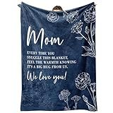 GiltGlimmer Gifts for Mom Mothers Day, Mom Birthday Gifts Blanket, Moms Gift for Women from Daughter Son, We Love You Present for Mother Mommy Christmas 60" x 50", Blue