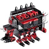 TRZZ Power Tool Organizer Wall Mount, 3-Layer Charging Station with 8 Outlets, 6 Drill Holders and Drill Bit Rack, Efficient and Organized Storage for Garage, Workbench, and Workshop (Black)