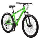 Mongoose Switchback Trail Hardtail Mountain Bike for Adult Men Women, Front Suspension, 21-Speed, 27.5-Inch Wheels, Mechanical Disc Brakes, Medium Frame, Neon Green