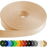 TECEUM 2 Inch Webbing – Champagne – 10 Yards – 2” Heavy-Duty Wide Webbing for Climbing Outdoors Indoors Crafting DIY nw (Old Cream)