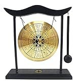 Hooshing Zen Art Brass Feng Shui Desktop Gong with Stand Asian Decor for Home Office Chinese Zodiac Signs