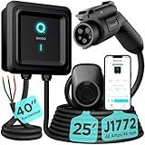 EVIQO EV Charger Level 2 48 Amp - Level 2 EV Charger Hardwired, 240V Electric Vehicle Charging Stations, J1772 Chargers 11.5kW, Wall EV Chargers for Home, EVSE EV Charging Station 25' Cord