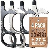 No Touch Door Opener Keychain 4 Pack - Larger Hook, Stylus & Bottle Opener