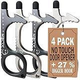 No Touch Door Opener tool 4 Pack - Premium keychain multitool - Hygienic Touch free Keychain tool - Touchscreen stylus, Button pusher, Bottle opener - Great for Employee appreciation gifts